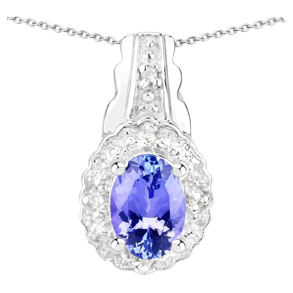 Tanzanite Pendant With White Topaz 0.76 Carats Sterling Silver