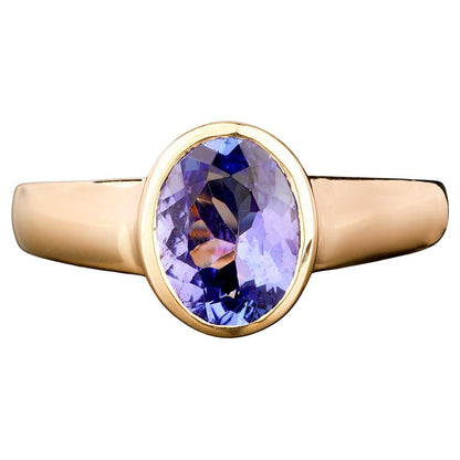 Natural Tanzanite Ring 1.7 Carats 9K Yellow Gold