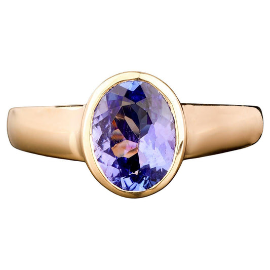 Natural Tanzanite Ring 1.7 Carats 9K Yellow Gold
