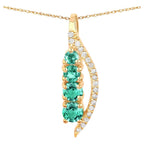 Zambian Emerald Pendant With Diamonds 0.26 Carats 14K Yellow Gold