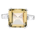 Lemon Quartz Ring With White Topaz 11.4 Carats Sterling Silver