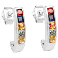 Natural Multicolor Sapphire Earrings 1.42 Carats Sterling Silver