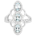 Aquamarine Ring With White Zircon 1.5 Carats Sterling Silver