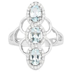 Aquamarine Ring With White Zircon 1.5 Carats Sterling Silver