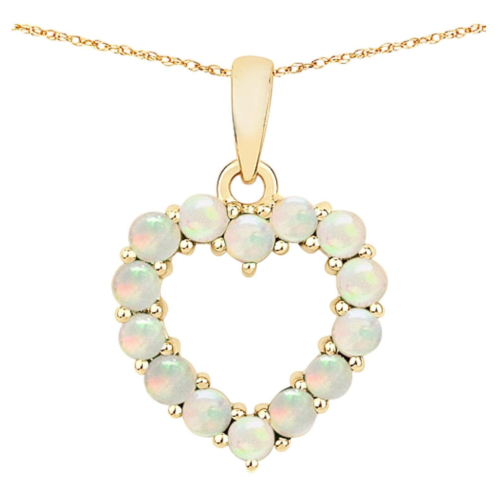 Ethiopian Opal Heart Pendant 0.4 Carats 10K Yellow Gold