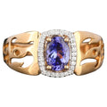 Natural Tanzanite Ring With White Zircon 0.89 Carats 9K Yellow Gold