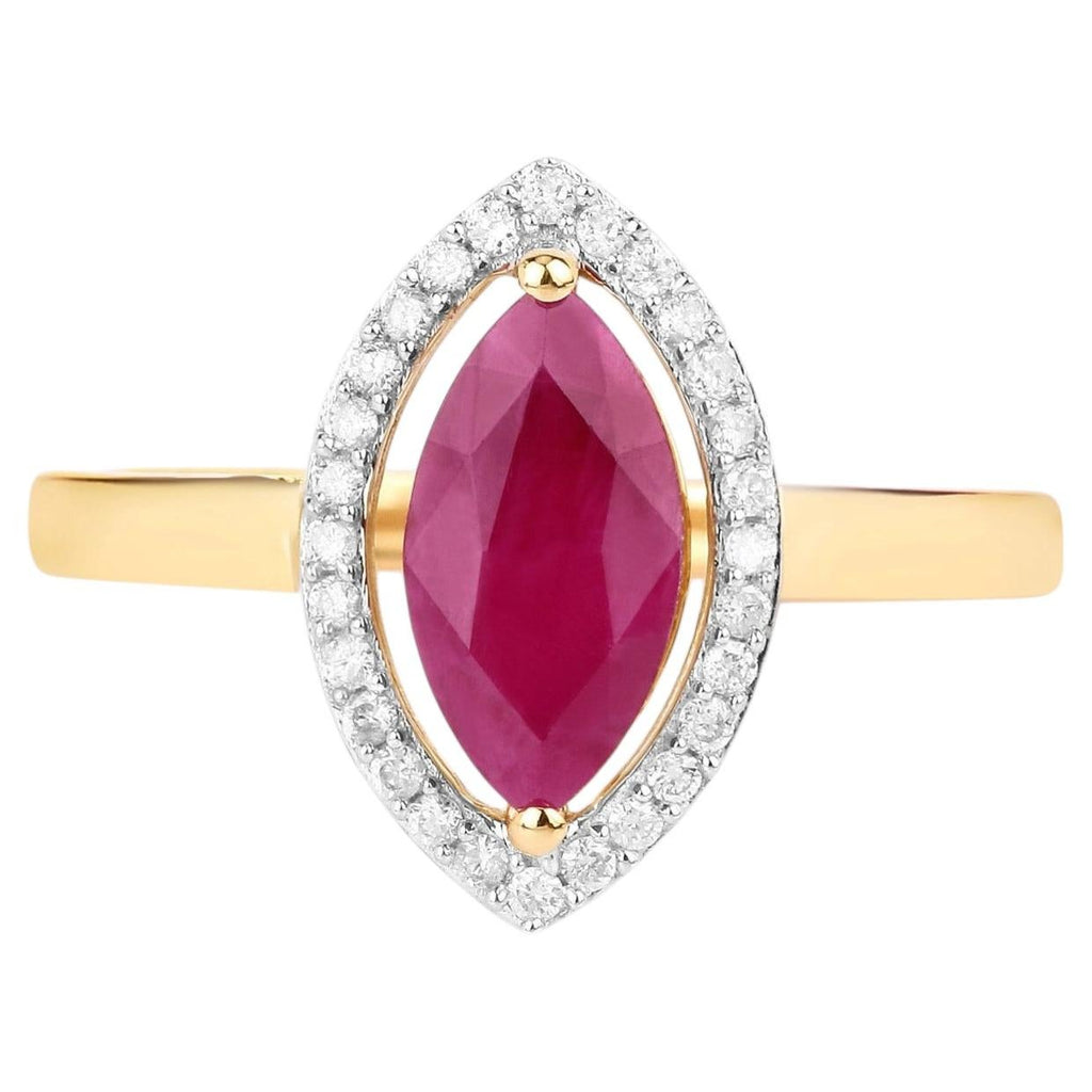Ruby Ring With Diamonds 1.5 Carats 10K Yellow Gold