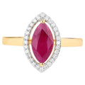 Ruby Ring With Diamonds 1.5 Carats 10K Yellow Gold