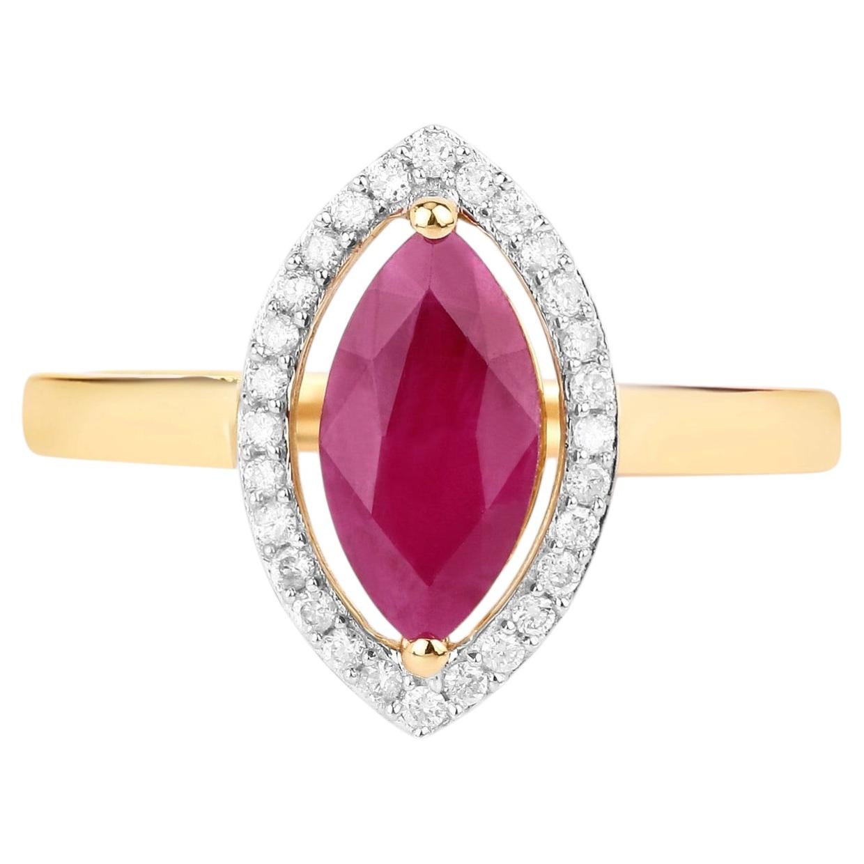 Ruby Ring With Diamonds 1.5 Carats 10K Yellow Gold