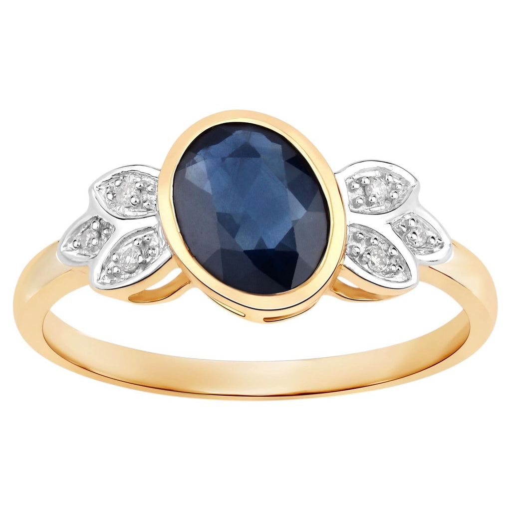 Blue Sapphire Ring With Diamonds 1.54 Carats 14K Yellow Gold