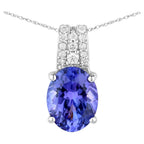 Tanzanite Pendant With Diamonds 2.01 Carats 14K White Gold