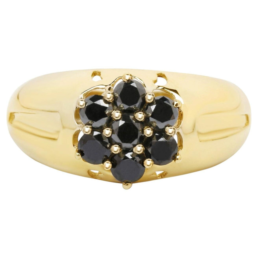 Black Diamond Ring 0.96 Carats Gold Plated Silver
