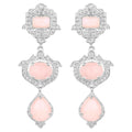 Pink Opal Dangle Earrings White Topaz 6.9 Carats Silver