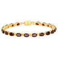 Garnet Tennis Bracelet 10.1 Carats Gold Plated Silver
