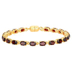 Garnet Tennis Bracelet 10.1 Carats Gold Plated Silver