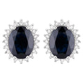 Blue Sapphire Earrings Diamonds 3.3 Carats 14K White Gold