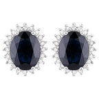 Blue Sapphire Earrings Diamonds 3.3 Carats 14K White Gold