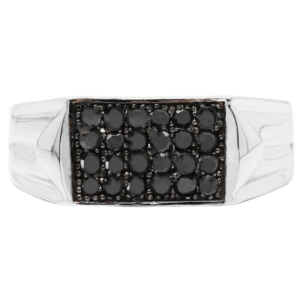 Black Diamond Ring 0.4 Carats Sterling Silver