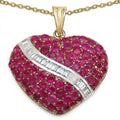 Ruby Heart Pendant With White Topaz 4.58 Carats Gold Plated Silver