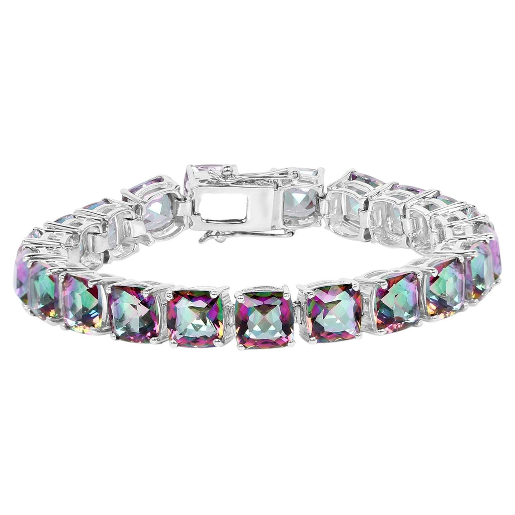 Rainbow Quartz Tennis Bracelet 48.9 Carats Sterling Silver
