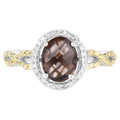Smoky Quartz Ring With Multicolor Diamonds 1.86 Carats Sterling Silver