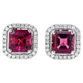 Rubellite Stud Earrings With Diamonds 2.68 Carats 14K White Gold