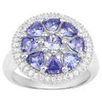 Tanzanite Ring With White Topaz 2.22 Carats Sterling Silver