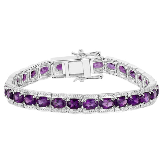 Amethyst Tennis Bracelet 12.1 Carats Sterling Silver