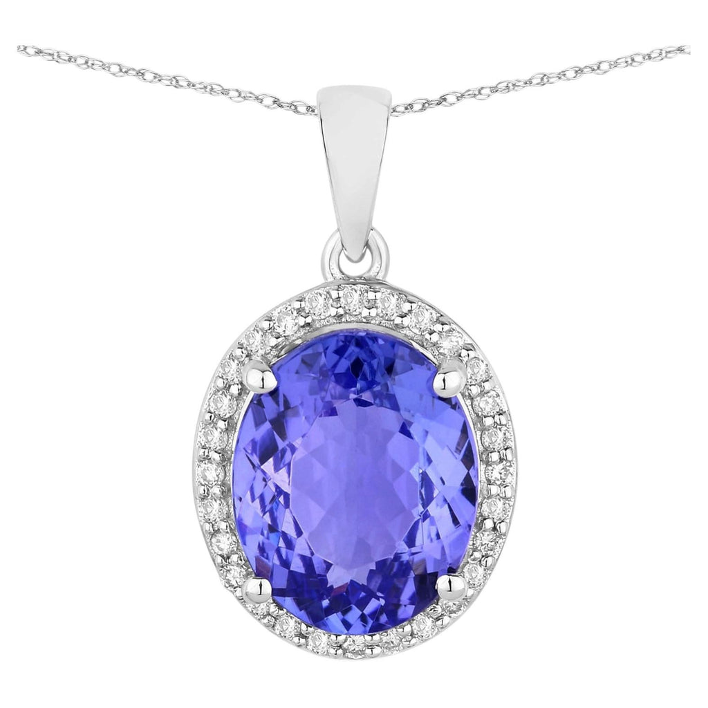 Tanzanite Pendant With Diamonds 2.82 Carats 14K White Gold