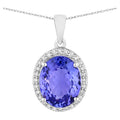 Tanzanite Pendant With Diamonds 2.82 Carats 14K White Gold