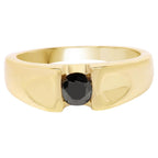 Black Diamond Ring 0.24 Carats Gold Plated Silver