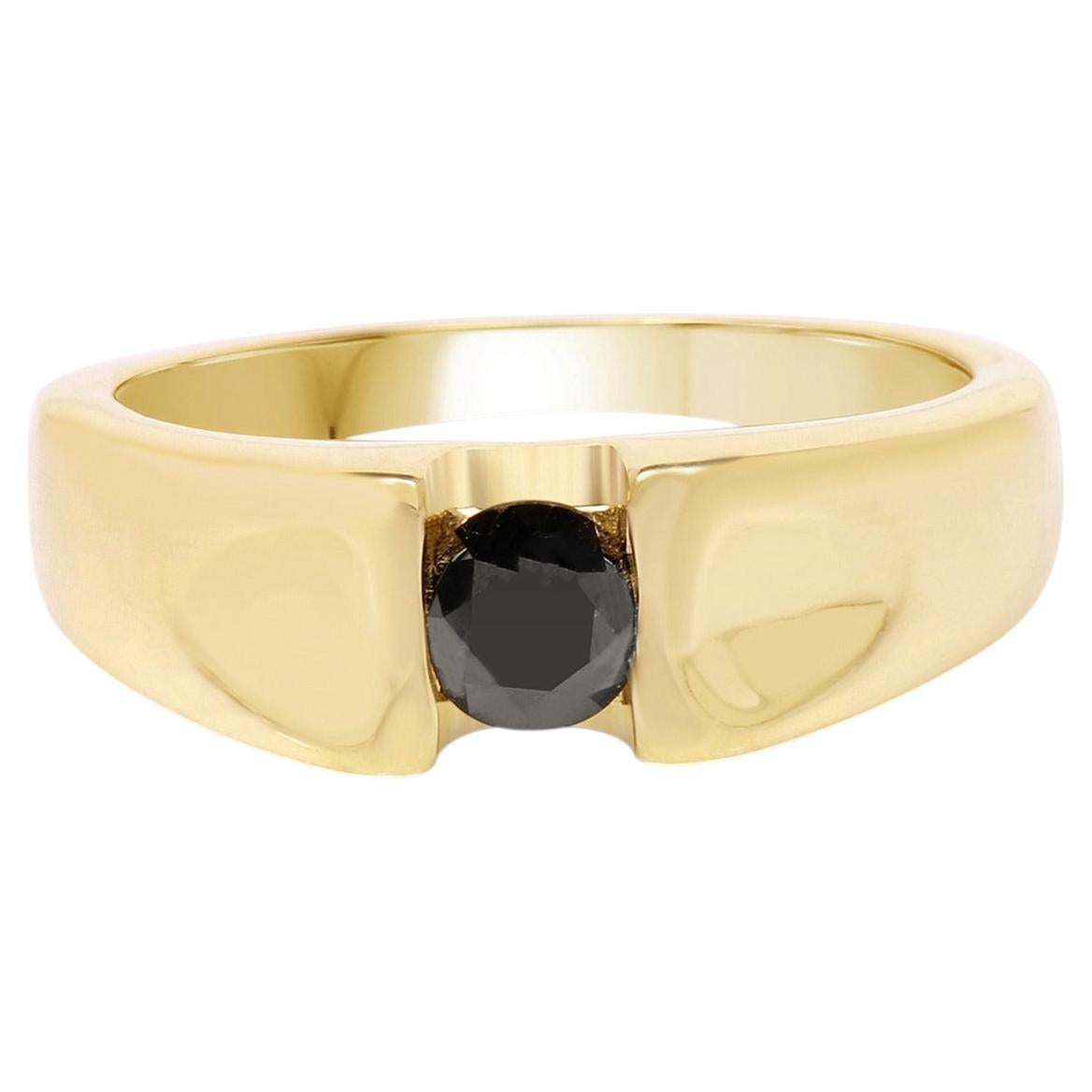 Black Diamond Ring 0.24 Carats Gold Plated Silver