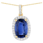 Blue Sapphire Pendant With Diamonds 2.26 Carats 18K Yellow Gold