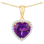 Amethyst Pendant With White Topaz 4.74 Carats Gold Plated Silver