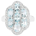 Aquamarine Ring With White Zircon 3.06 Carats Sterling Silver