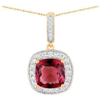 Pink Tourmaline Pendant With Diamonds 2.36 Carats 14K Yellow Gold