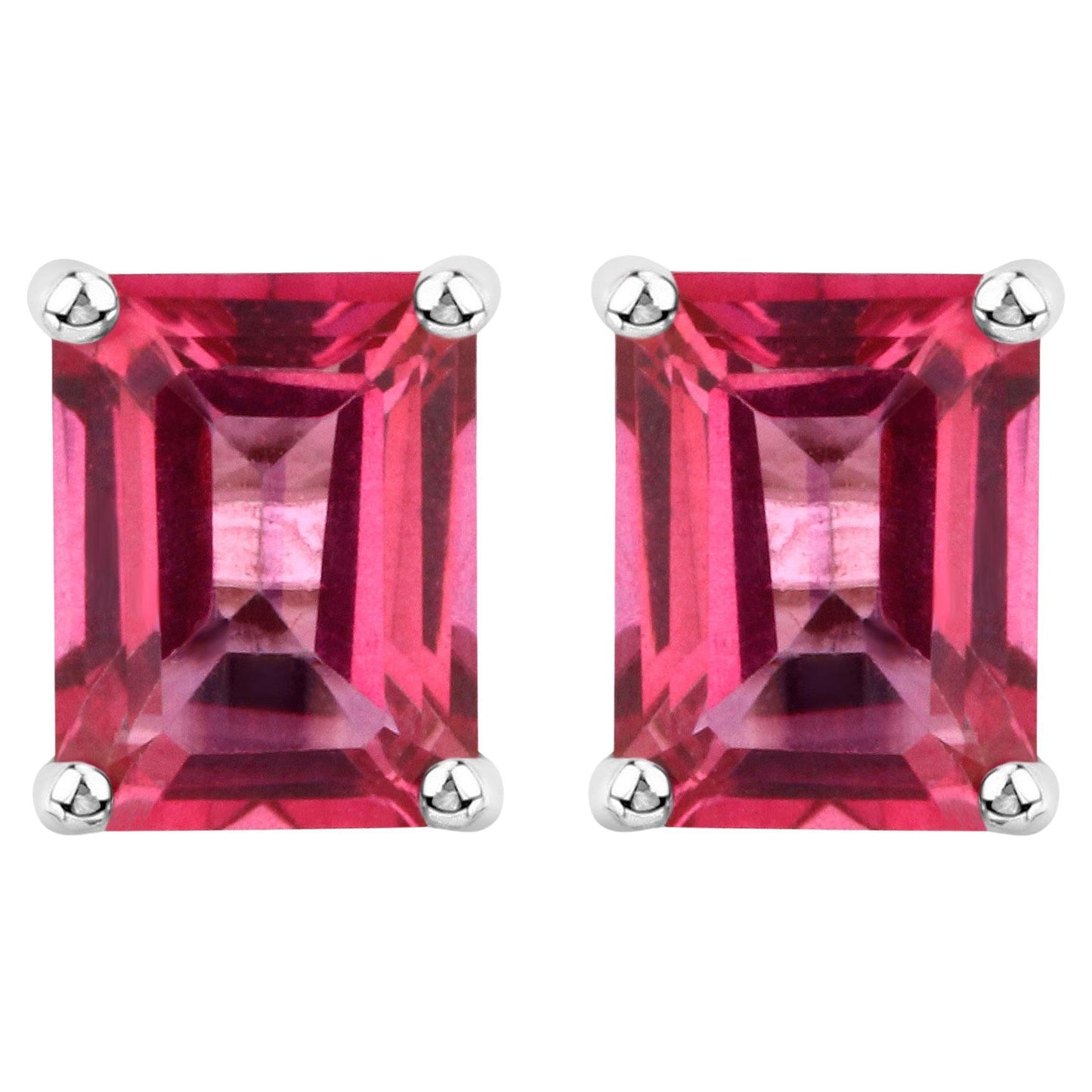 Pink Topaz Stud Earrings 3.2 Carats