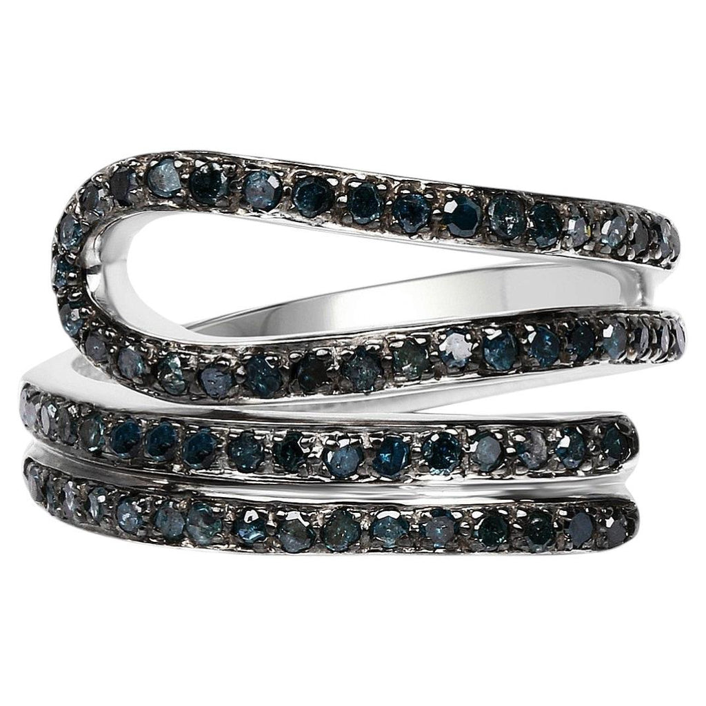 Blue Diamond Ring 0.82 Carats Sterling Silver