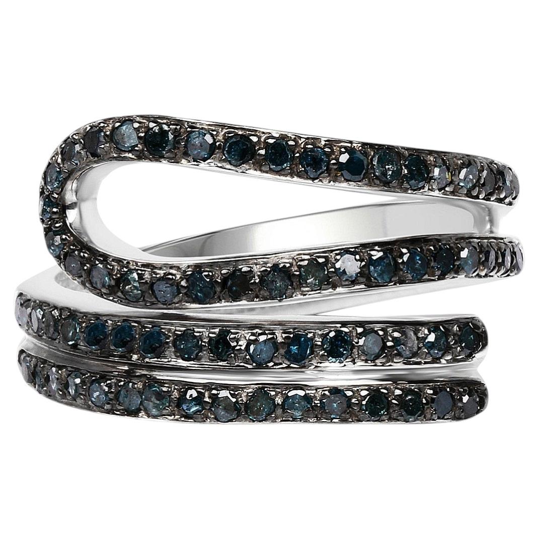Blue Diamond Ring 0.82 Carats Sterling Silver