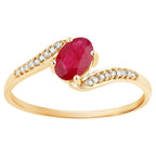 Mozambique Ruby Ring With Diamonds 0.54 Carats 14K Yellow Gold