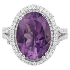 Amethyst Ring With White Topaz 5.52 Carats Sterling Silver