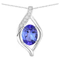 Tanzanite Pendant With Diamonds 1.7 Carats 14K White Gold