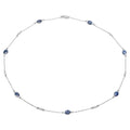 Blue Sapphire Necklace With Diamonds 6.4 Carats Sterling Silver