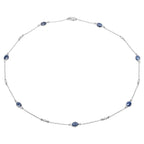Blue Sapphire Necklace With Diamonds 6.4 Carats Sterling Silver