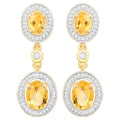 Citrine Earrings With Topazes 5.7 Carats 18K Yellow Gold Plated Sterling Silver