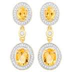 Citrine Earrings With Topazes 5.7 Carats 18K Yellow Gold Plated Sterling Silver