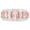 Morganite Ring With Diamonds 2.1 Carats Gold Plated Silver