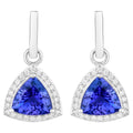 Tanzanite Dangle Earrings With Diamonds 3.86 Carats 14K White Gold