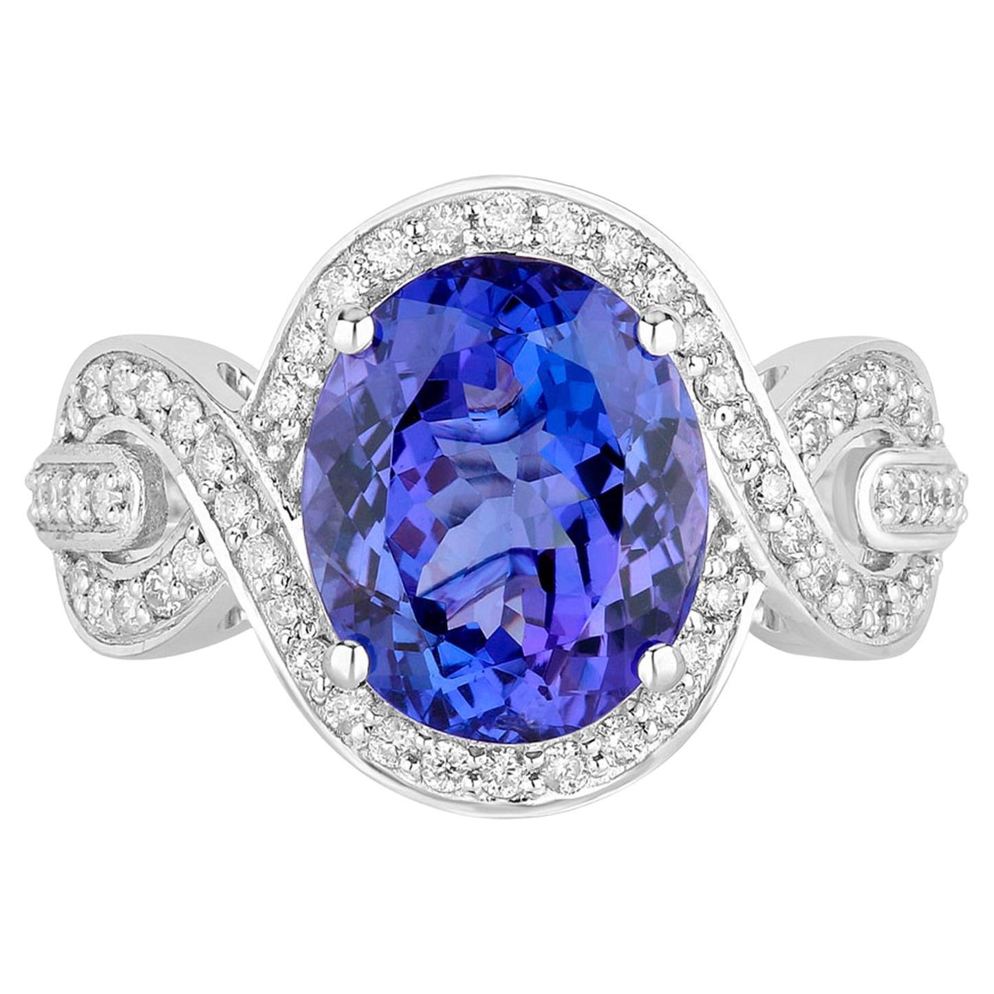 Tanzanite Ring Diamonds 4.53 Carats 14K White Gold