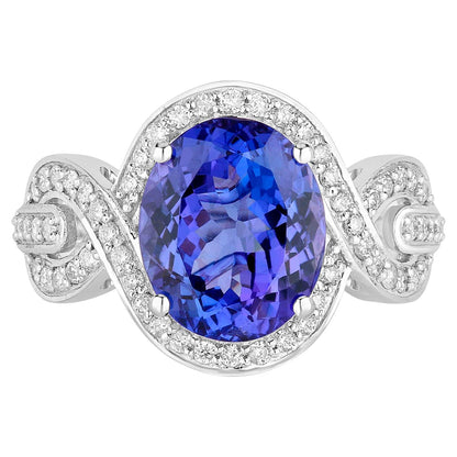 Tanzanite Ring Diamonds 4.53 Carats 14K White Gold